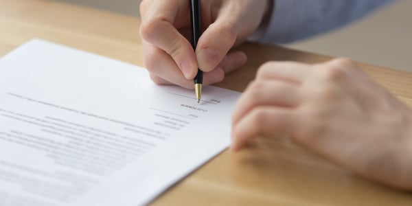 Sign agreement for home buying process